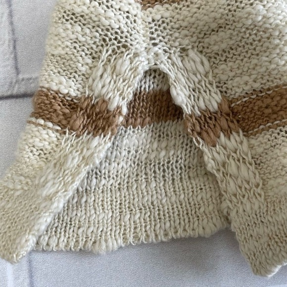 NATURAL Reflections bohemian Striped Knit Open Front Cardigan Cream Size S NWOT - Picture 7 of 9